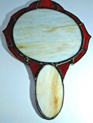 Vintage Stained Glass Hand Mirror Handcrafted Dresser Circular Heavily Leaded  | eBay | eBay US