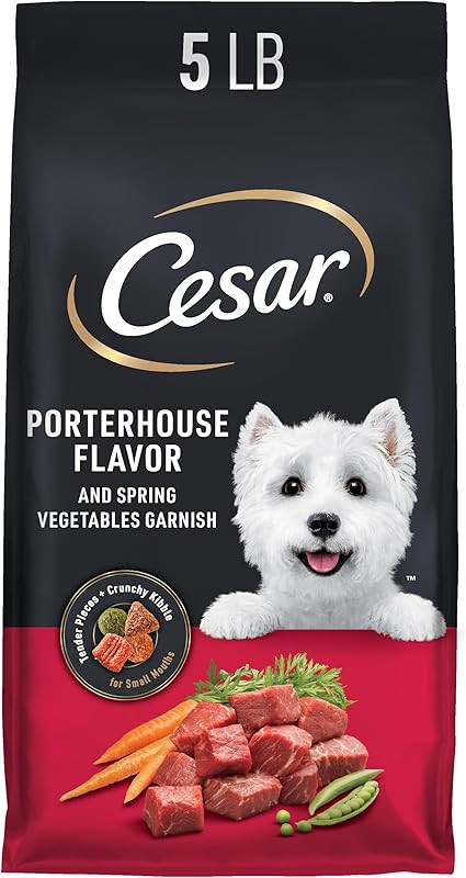 Cesar Small Breed Dry Dog Food for Small Dogs, Porterhouse Flavor and Spring Vegetables Garnish, ... | Amazon (US)