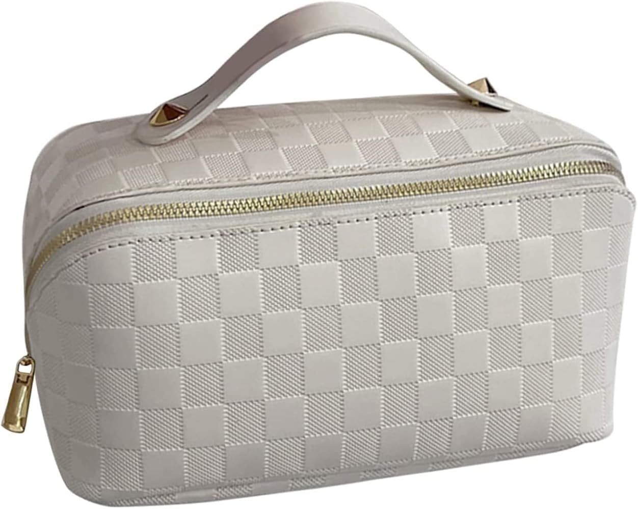 HEQSTA Cosmetic bag - check pattern cosmetic bag - waterproof portable skincare bag - large capac... | Amazon (US)