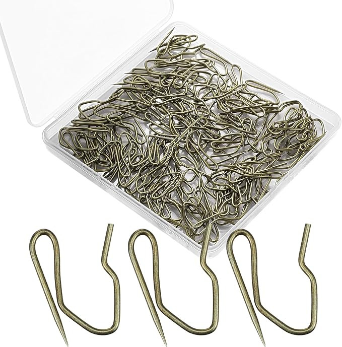 Shappy 120 Pack Drapery Hooks Pins for Curtains, Metal Pinch Pleat Hooks with Clear Box 1.2 Inch ... | Amazon (US)
