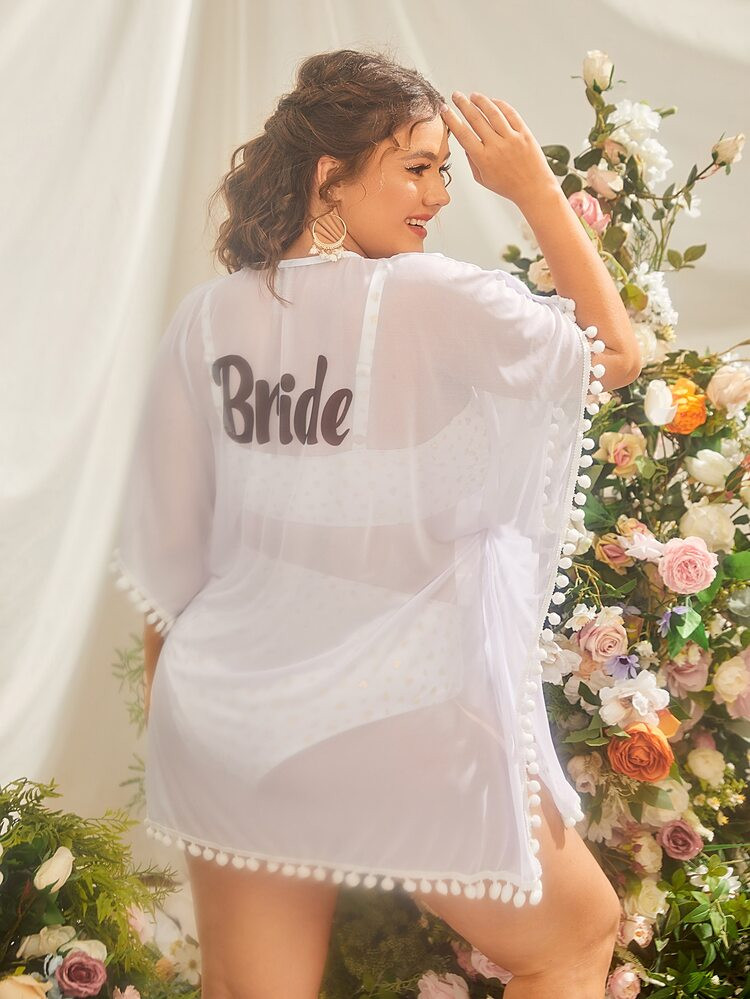 Plus Pom-pom Decor Cover Up | SHEIN
