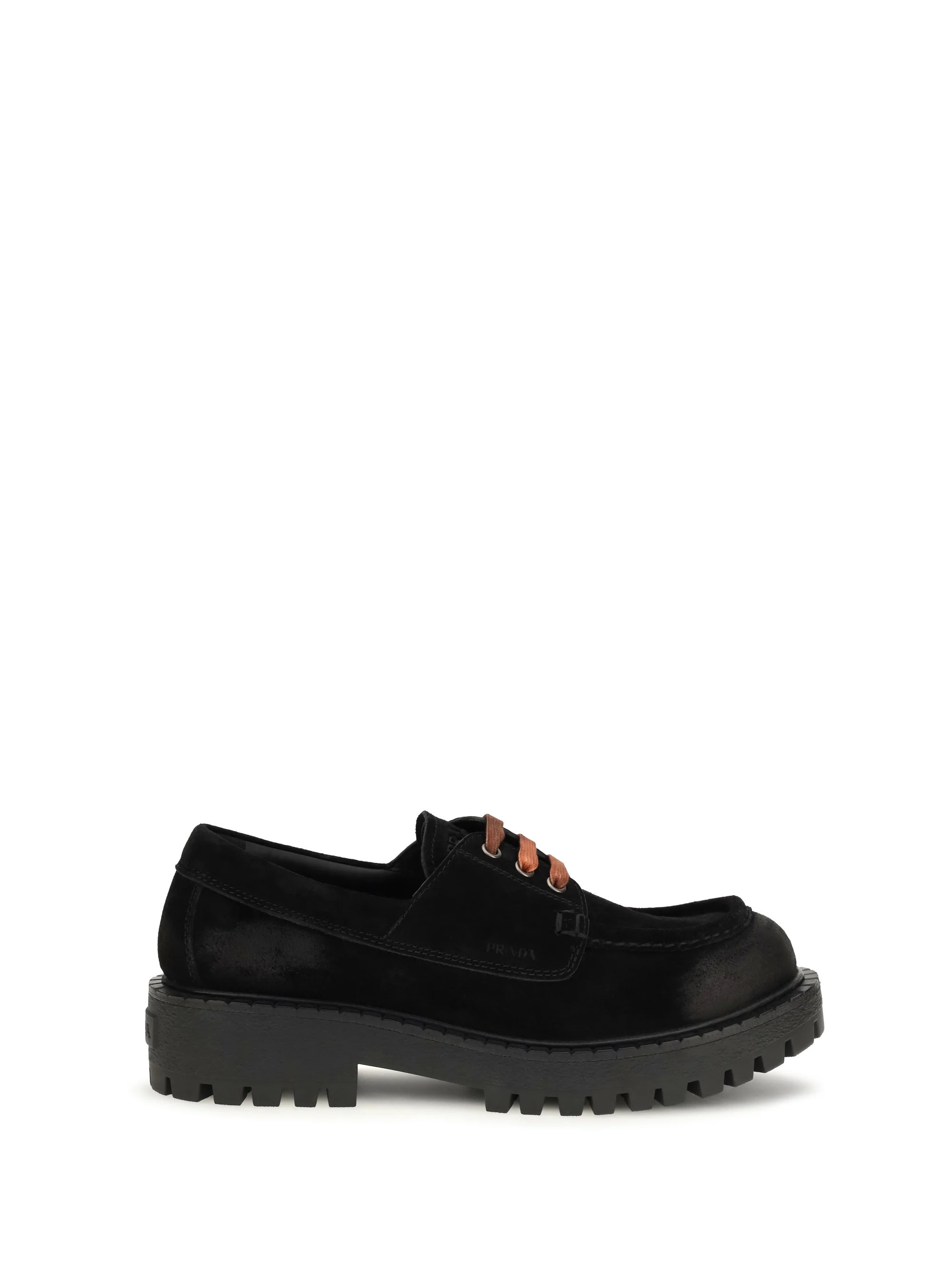 Prada Suede Lace-Up Lace-Up Loafer — Black - 6.5 | Italist Inc.