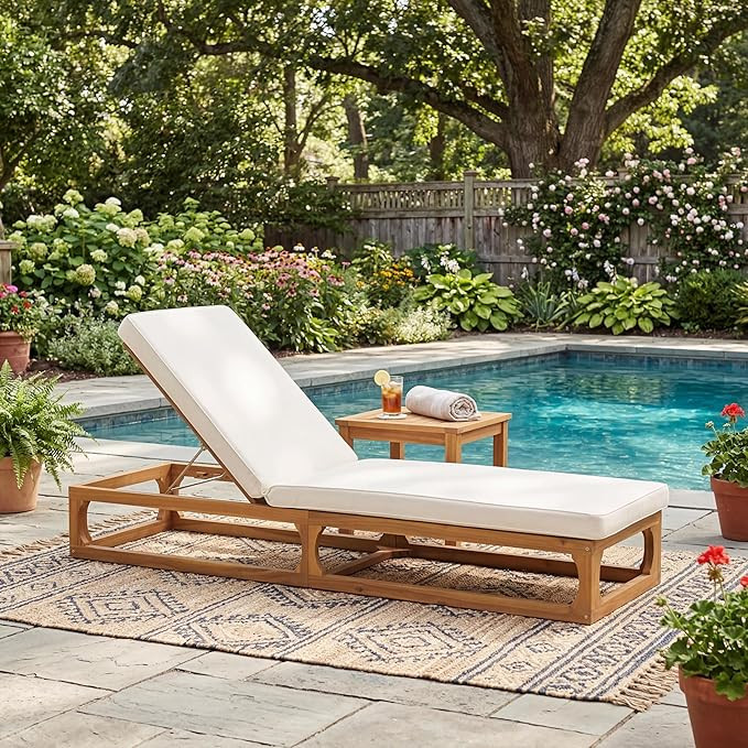 Christopher Knight Home Vauz Modern Patio Chaise Lounge Chair Outdoor, Acacia Wood Poolside Sun L... | Amazon (US)