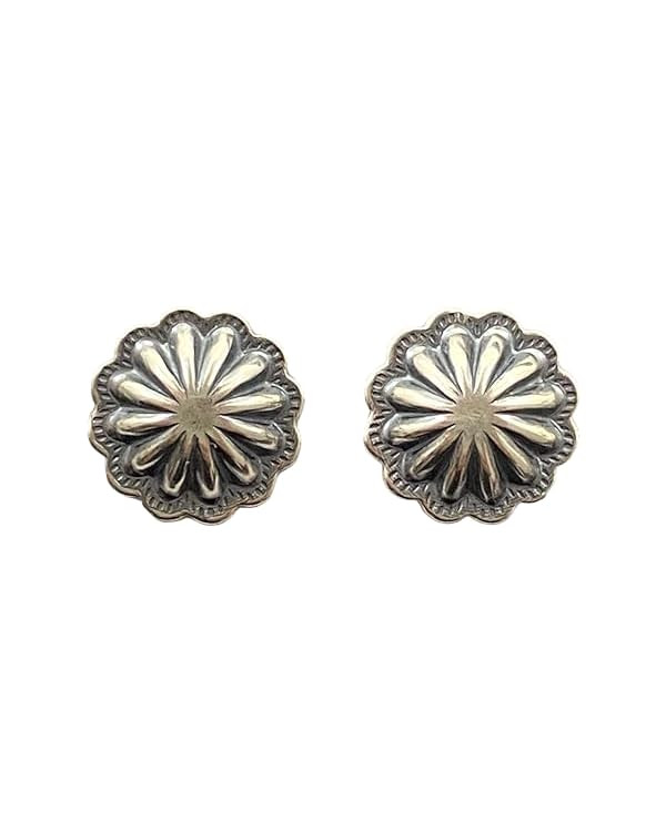 Sterling Silver Repousse Concho Stud Earrings For Women (1 Pair), One-size | Amazon (US)