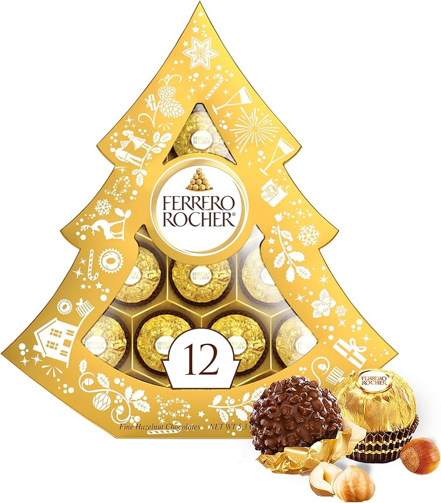 Ferrero Rocher, 12 Count, Premium Gourmet Milk Chocolate Hazelnut, Luxury Chocolate Holiday Gift,... | Amazon (US)