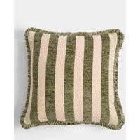 M&S Chenille Striped Fringed Cushion Green Mix | Marks & Spencer (UK)