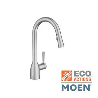 MOEN Adler Single-Handle Pull-Down Sprayer Kitchen Faucet with Power Clean and Reflex in Spot Res... | The Home Depot