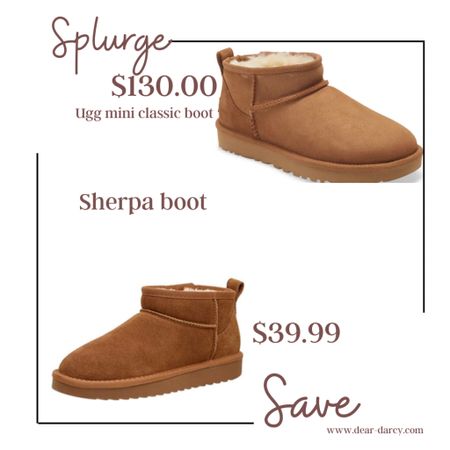 Splurge versus Save

Ugg mini classic boot
Sherpa/ warm and cozy must have boot of the season🎄🎁

A gift they’ll love! 

TTS 

#LTKstyletip #LTKHoliday #LTKshoecrush
