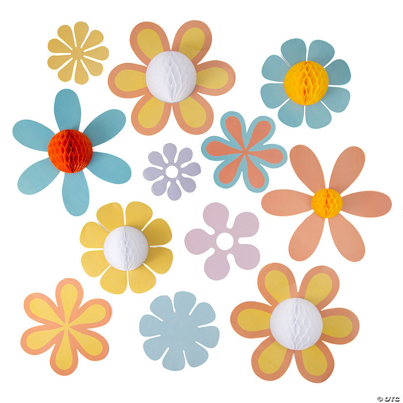 Groovy Party Jumbo Flower Cutouts - 12 Pc. | Oriental Trading Company
