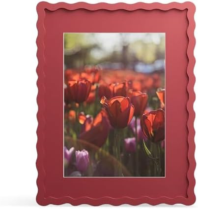 11x14 Picture Frame with Mat for 8x10, Wavy Edge Wooden Real Glass Photo Frame for Wall Hanging, ... | Amazon (US)