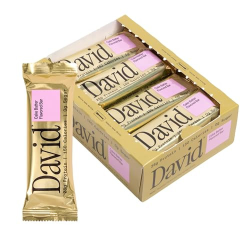 David High Protein Bars - 0g of Sugar, Low Carb, Gluten Free - 28g of Protein, 150 Calories - On-The-Go Snack - Cake Batter Flavor, Pack of 12 | Amazon (US)