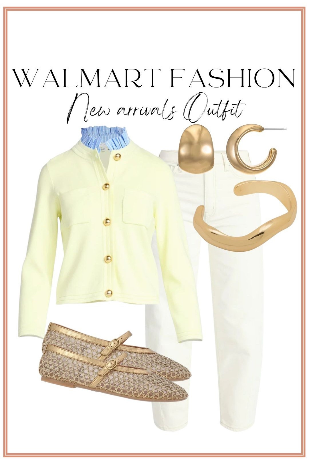 This Walmart new arrivals outfit is giving effortless spring style ✨💛 I love a clean, polished look like this that still feels easy and wearable. The soft yellow cardigan with gold buttons is such a pretty pop of color, paired with white straight-leg jeans for a fresh, classic base.

Finished the look with woven Mary Jane flats and simple gold accessories for an outfit that works for everyday wear, brunch, errands, casual meetings, or spring events. Every piece looks much more expensive than it is—one of those head-to-toe Walmart outfits that proves affordable fashion can still feel elevated.

Sharing everything in my LTK!

#WalmartFashion #WalmartOutfit #WalmartNewArrivals #AffordableStyle #SpringOutfitIdeas #EverydayOutfit #ClassicStyle #NeutralOutfit #LTKFinds #WalmartFinds