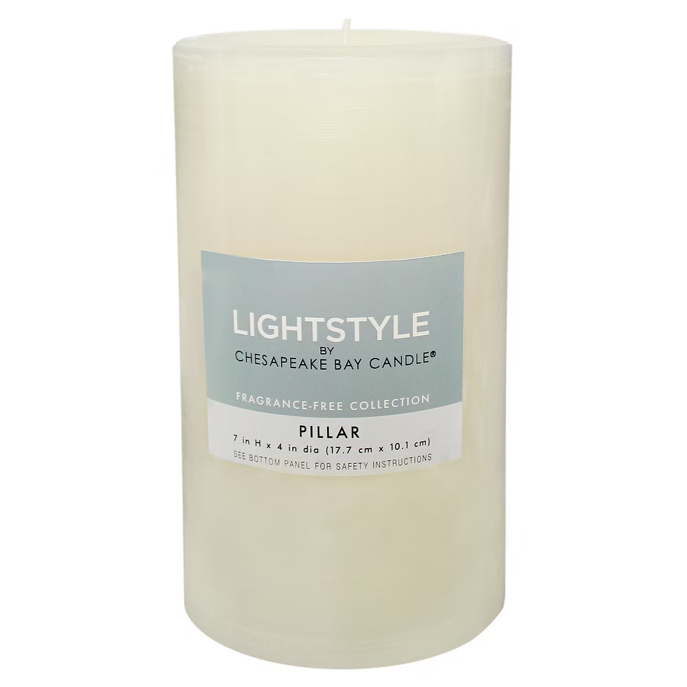 Fragrance Free Pillar Candle - Cream - 4""x7"" - Chesapeake Bay Candle, Beige | Target