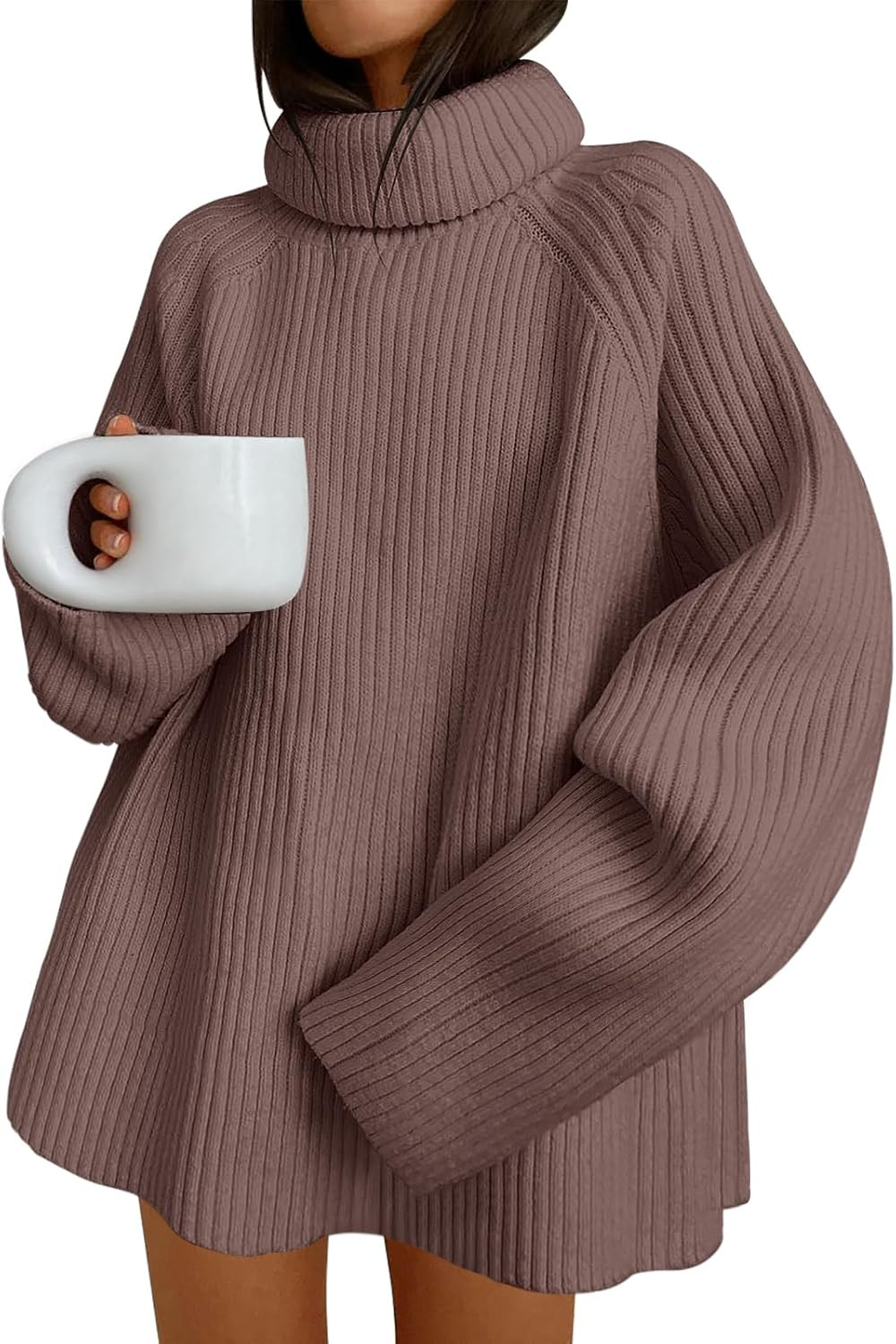 ANRABESS Women's Turtleneck Long Sleeve Oversized Sweater Casual Loose Fit Ribbed Knit Tunic Pull... | Amazon (US)