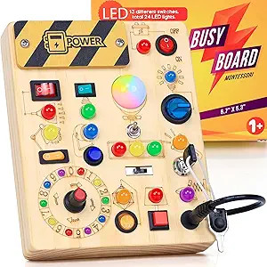 RichBoy Montessori Toy Busy Board for 1-3 Year Old Toddlers, 37-in-1 Sensory Toy with 24 LED Ligh... | Amazon (US)