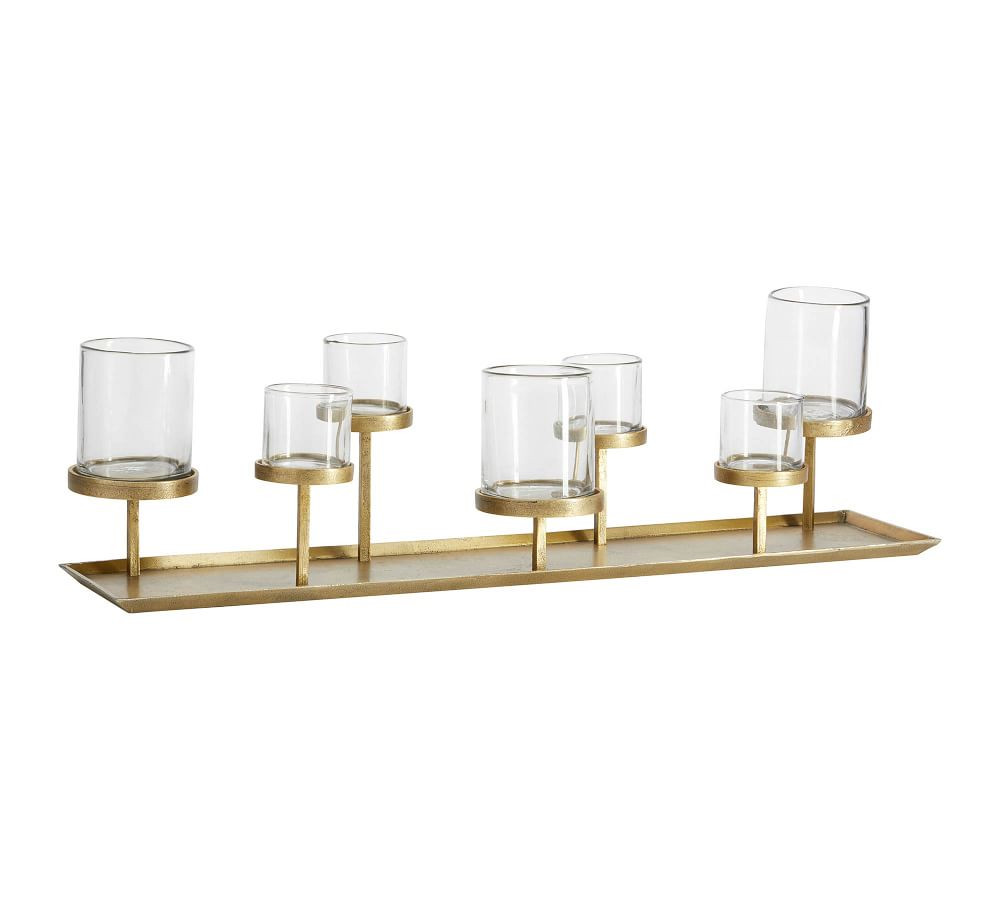 Draper Brass Pillar Candle Centerpiece | Pottery Barn (US)