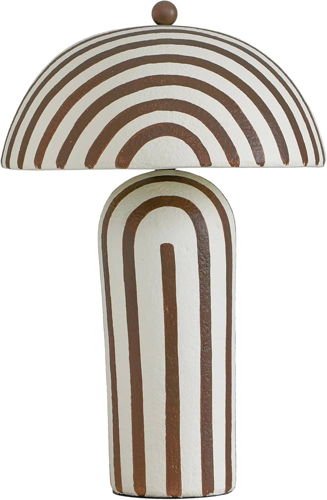 Tov Furniture Maiori Chocolate Brown Striped Papier Mache Table Lamp | Amazon (US)