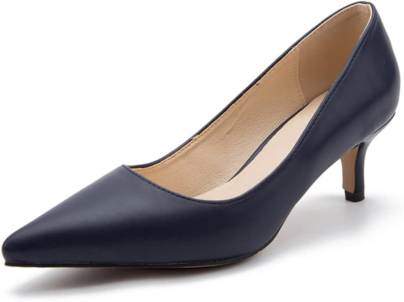 Women's Classic Kitten Heel Pumps Pointed Toe Slip On Dress Shoes | Amazon (US)