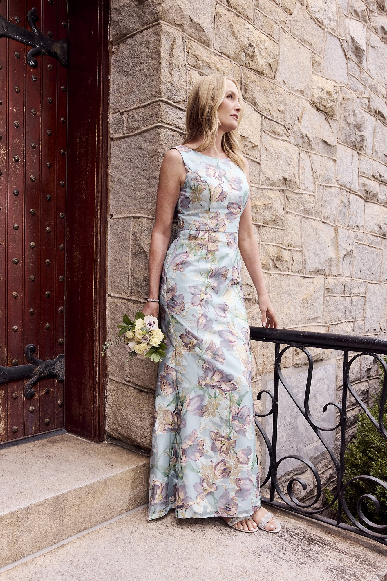 Scoop Neck Floral Print Fit and Flare Dress | David's Bridal | David's Bridal