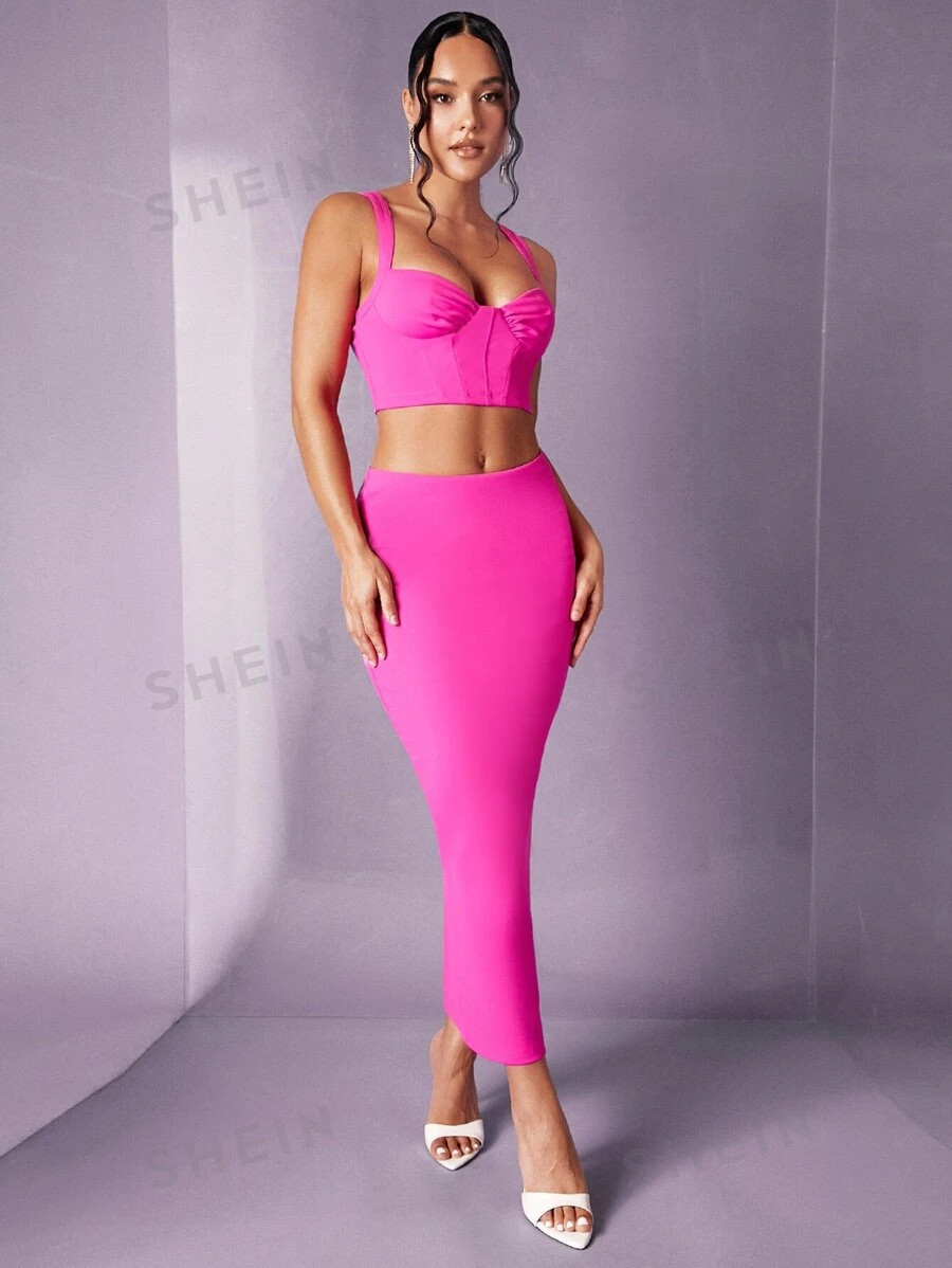 SHEIN BAE Solid Cami Top & Pencil Skirt | SHEIN