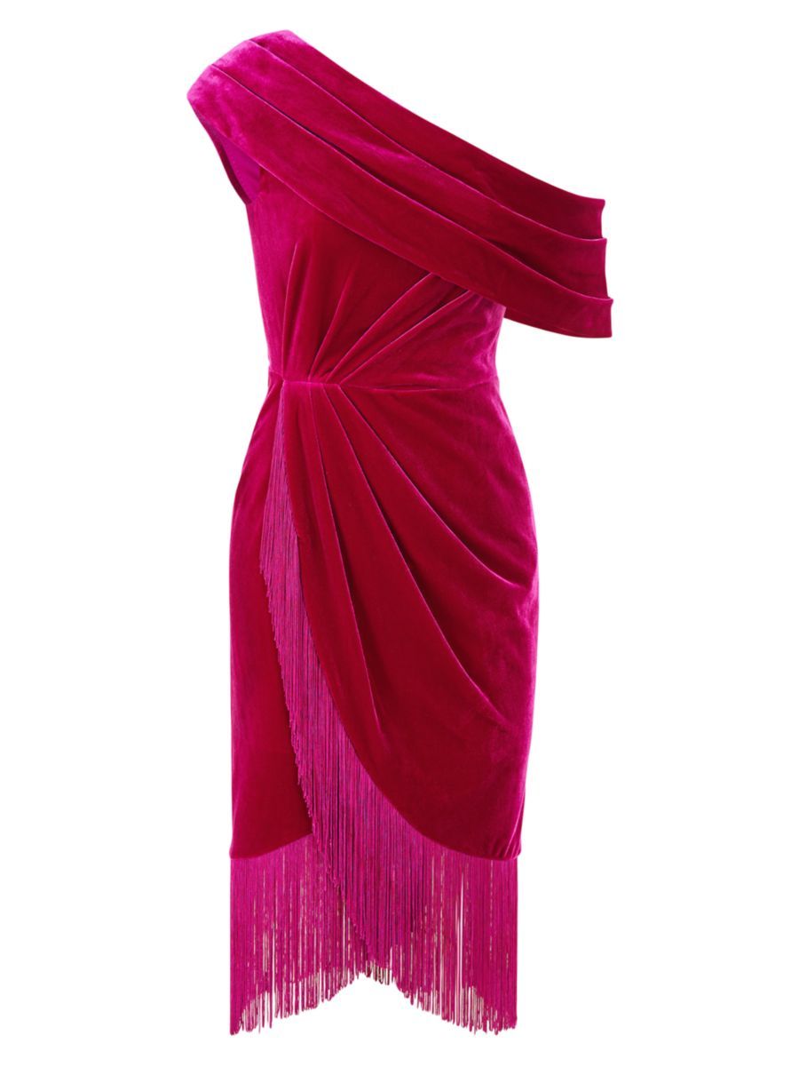 THEIA Aspen Fringed Velvet Minidress | Saks Fifth Avenue