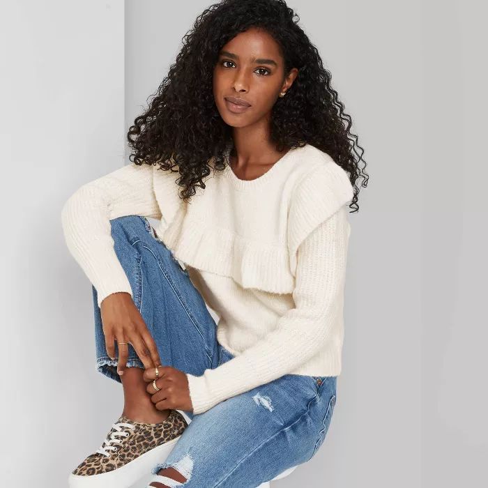 Women's Crewneck Ruffle Pullover Sweater - Wild Fable™ | Target