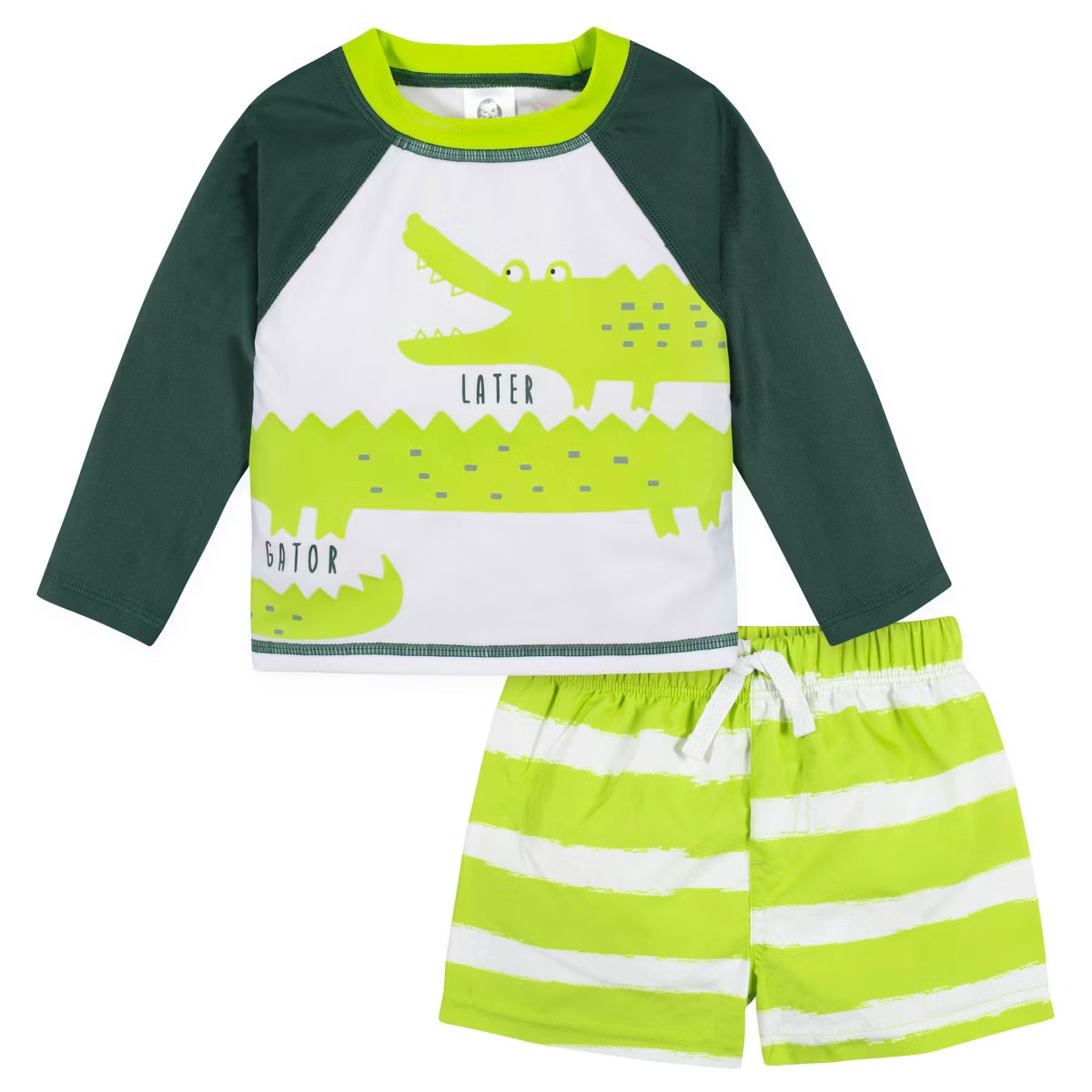 Gerber Baby & Toddler Boys' Two-Piece Swim Trunks and Long Sleeve Rash Guard Set | Target