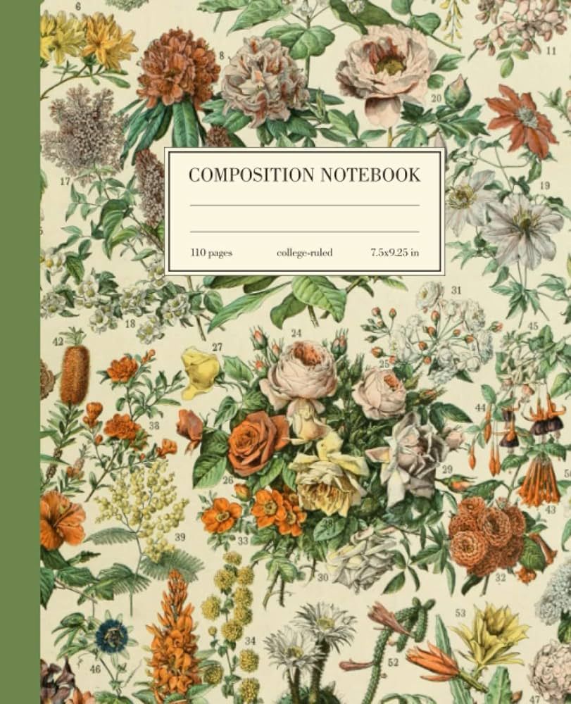Composition Notebook College Ruled: Floral Vintage Botanical Illustration | Cute Flower Aesthetic... | Amazon (US)