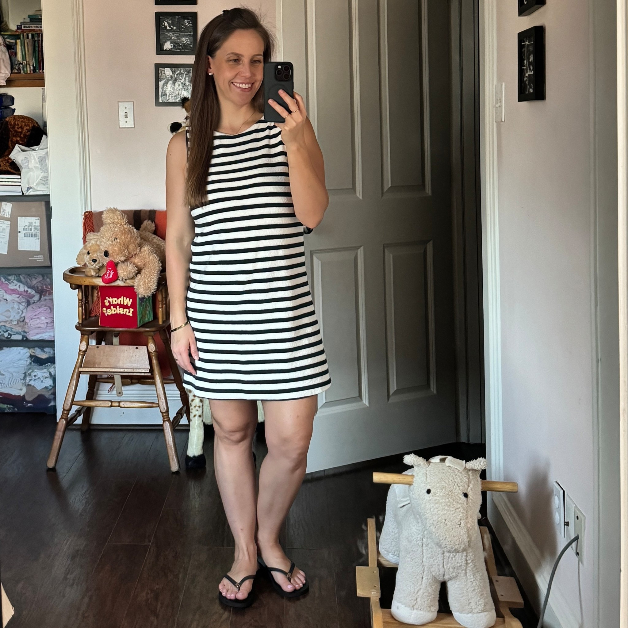 For those girlies who have not quite experienced the Fall weather transition, this striped dress in a terry cloth material is super comfy. Wearing a size 2  

#LTKStyleTip #LTKPetite #LTKBump
