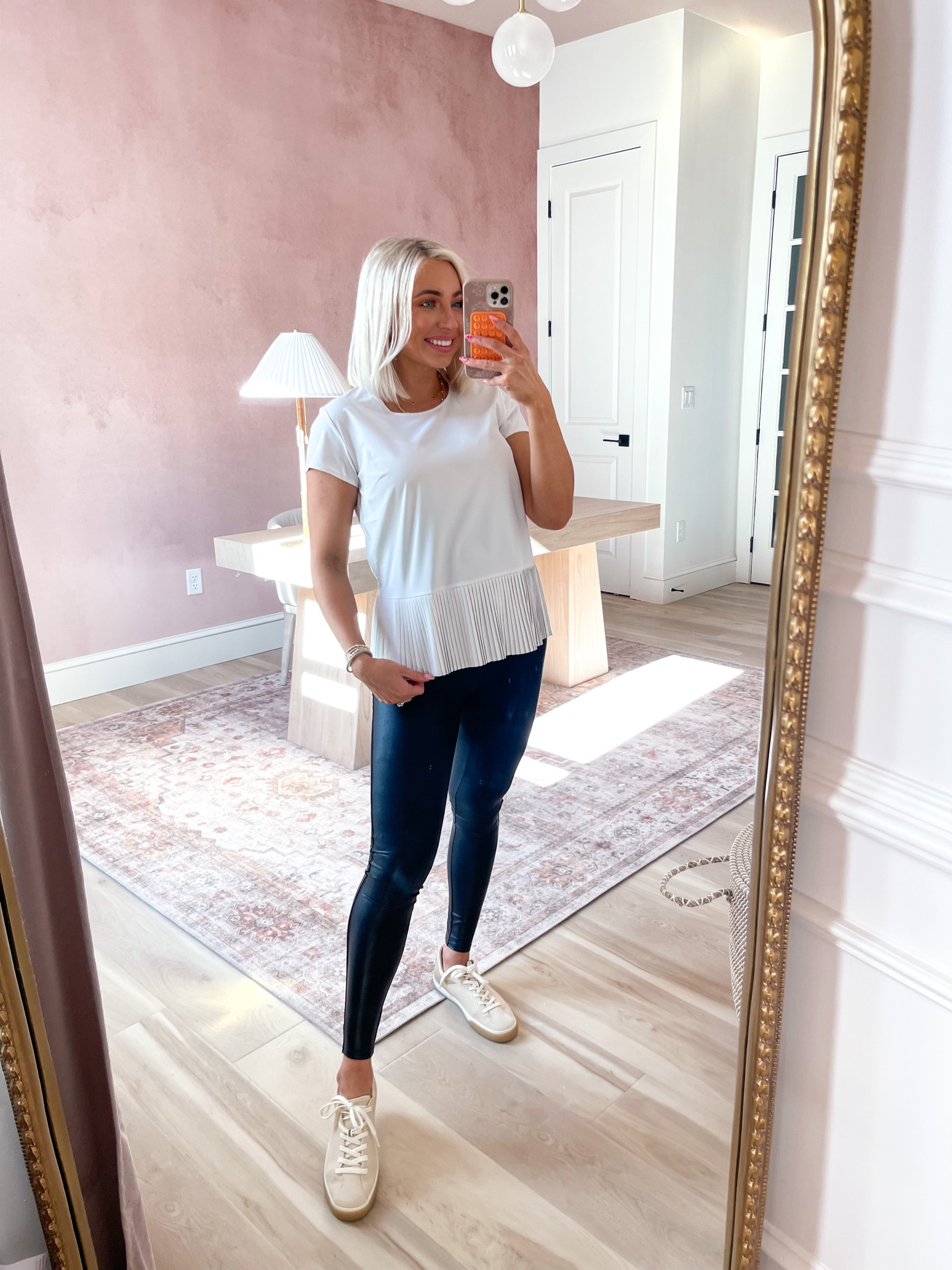 Code TANNERXSPANX for 10% off the site! Maternity #FauxLeatherLeggings (small) plus the new YES, PLEATS! Tee (small) 

#LTKstyletip #LTKunder100 #LTKFind