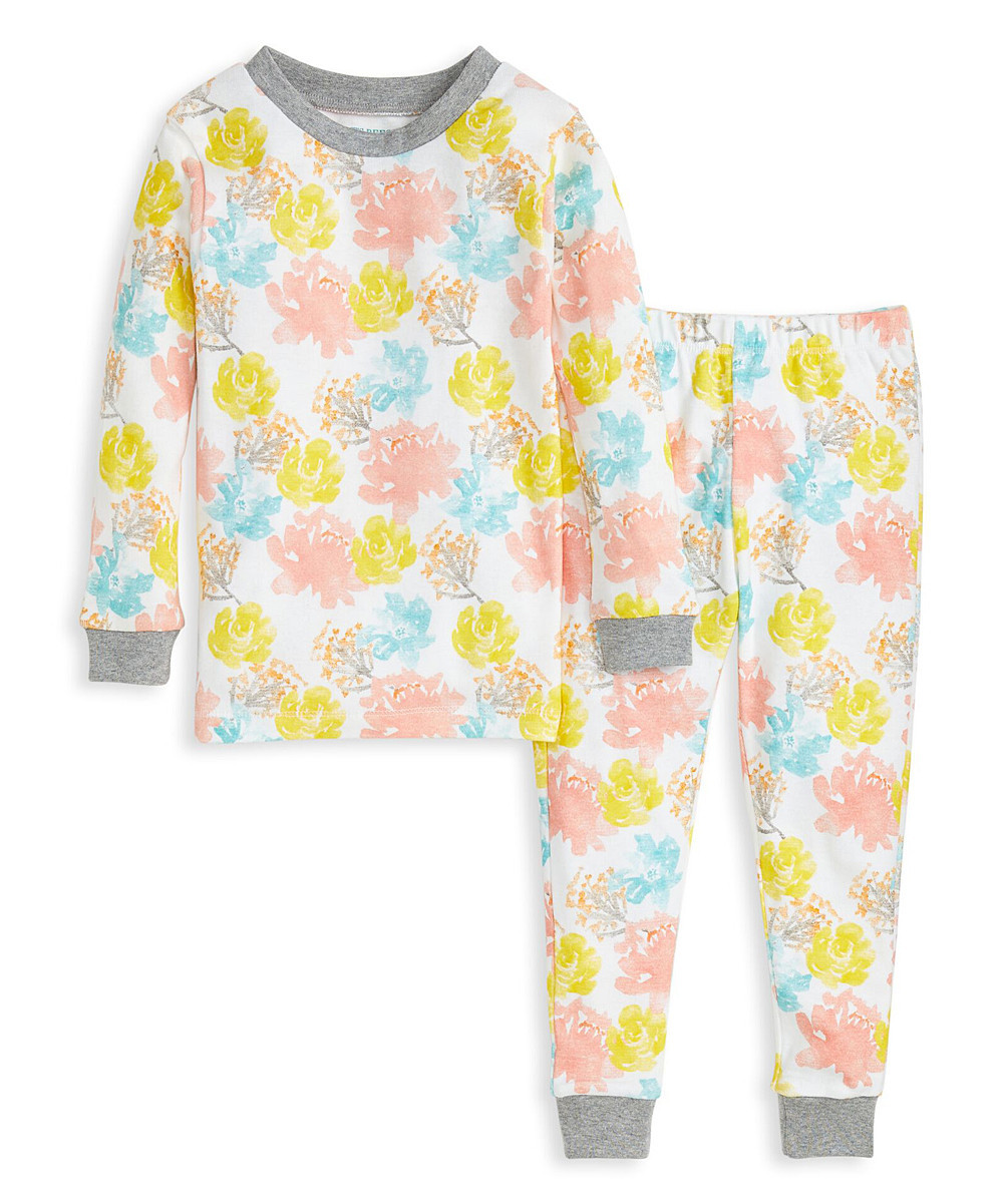 Burt's Bees Baby Girls' Sleep Bottoms PCB - Peach Blossom Painted Floral Joggers Organic Cotton Paja | Zulily