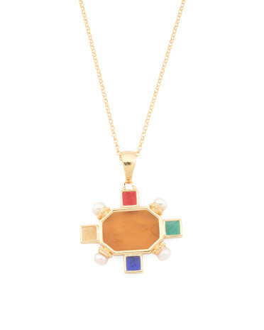Made In Italy 18kt Gold Plated Amber Multicolor Lion Necklace | TJ Maxx