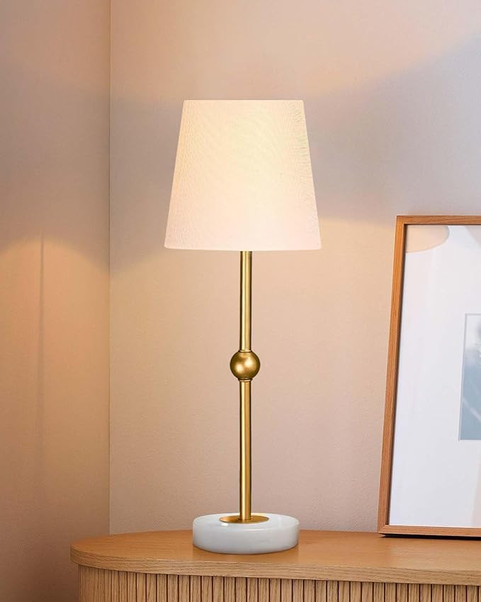 Brass Rod and Marble Cordless Table Lamp, Portable Battery Powered Table Lamp – Rechargeable, D... | Amazon (US)