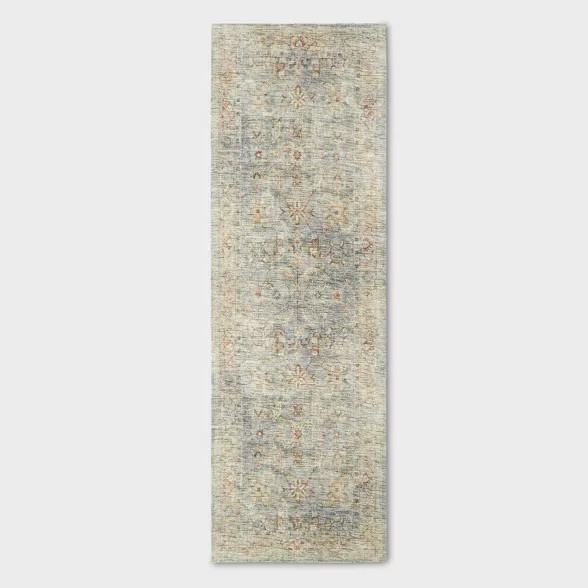 Ledges Digital Floral Print Distressed Persian Rug Green - Threshold™ designed by Studio McGee | Target