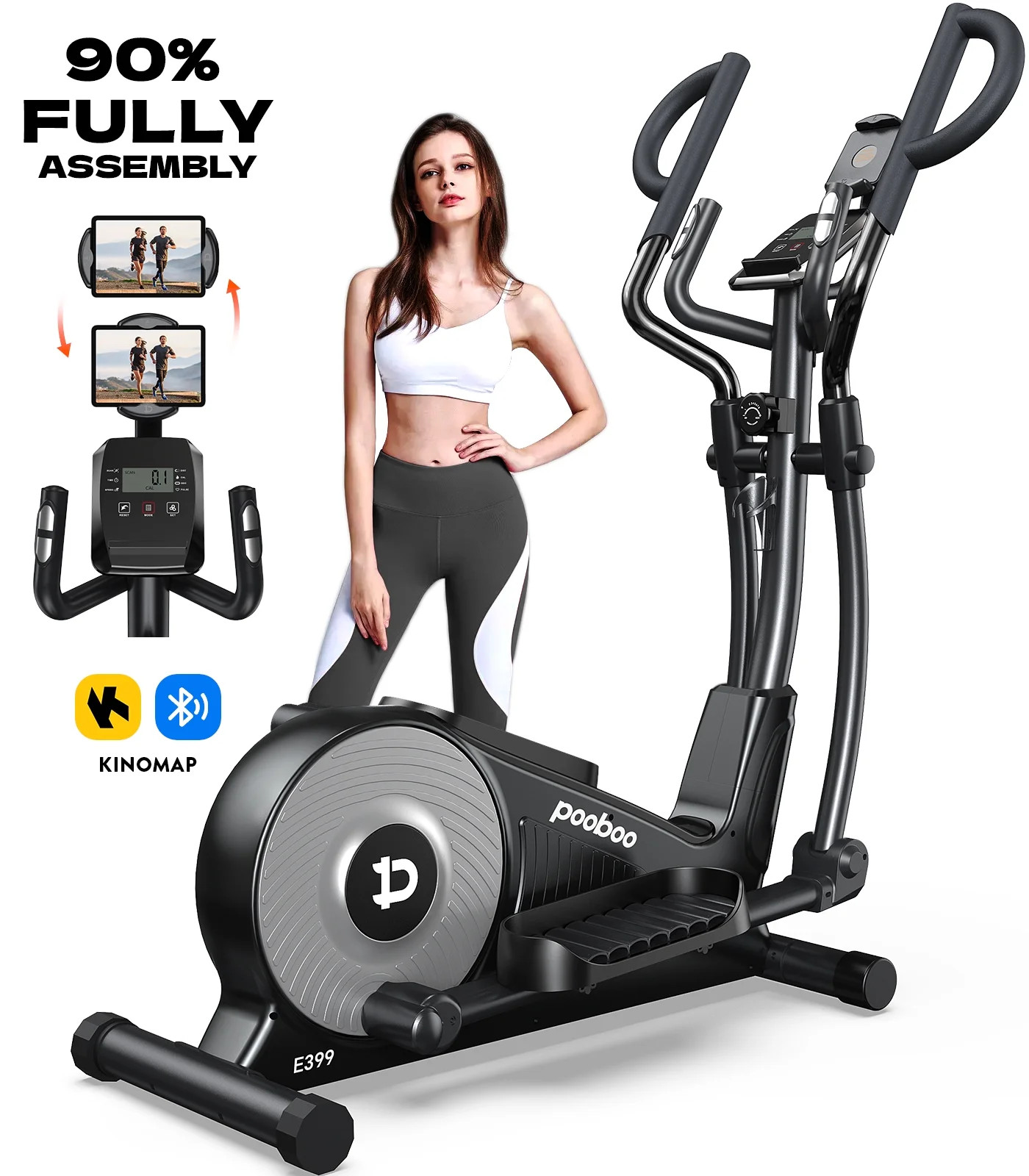 Pooboo Elliptical Machine 16 Levels Resistance  Built-in Blue Elliptical Trainers with LCD Monito... | Walmart (US)