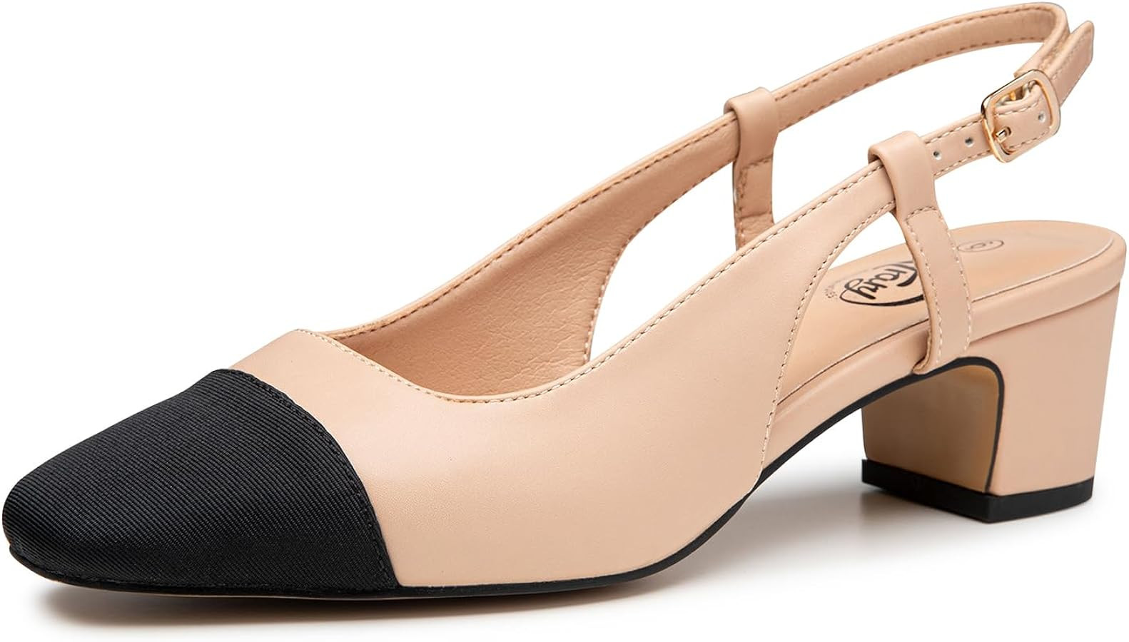 Trary Women's Chunky Slingback Pumps Comfortable Low Block Heels Splicing Square Toe Slip On Pump... | Amazon (US)