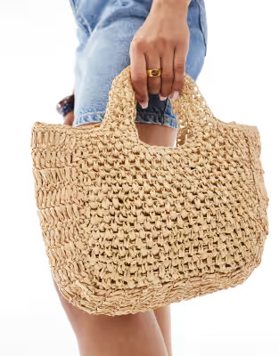Native Youth top handle raffia mini bag in natural | ASOS (Global)