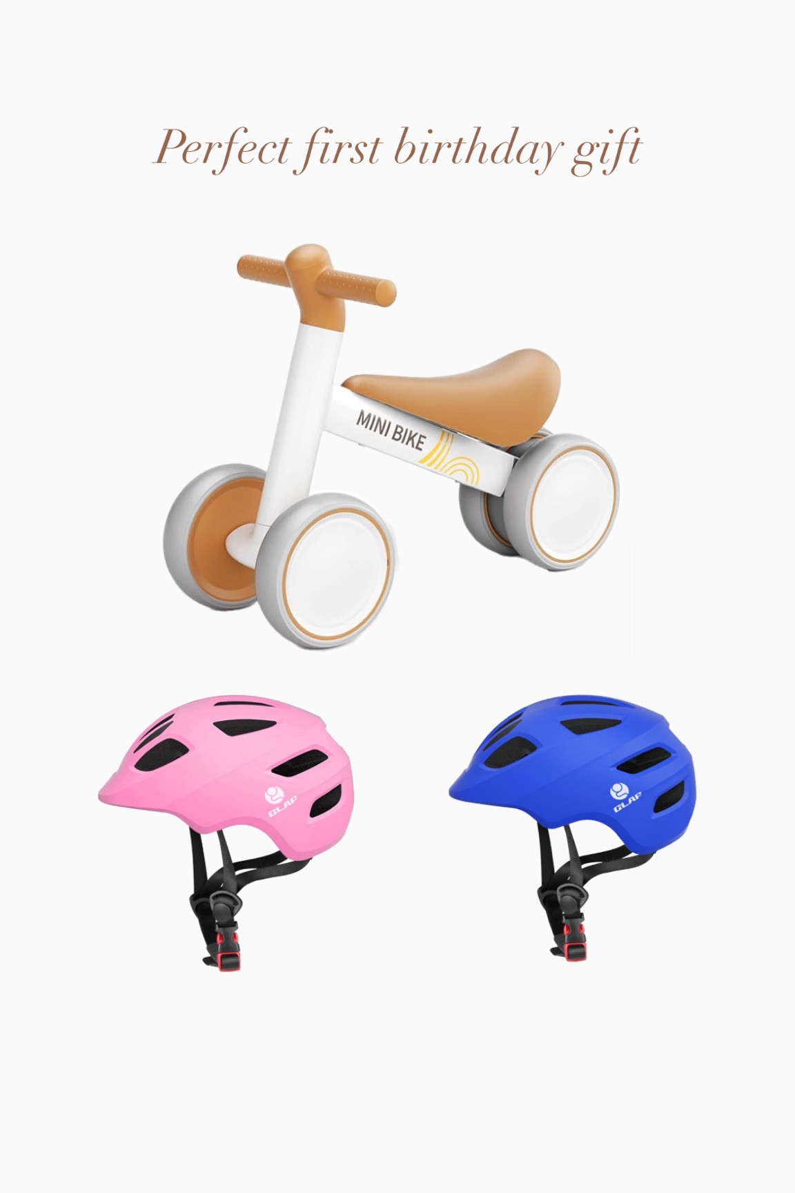 Such an amazing first birthday or toddler gift for those with summer birthdays! 🥳 we got this neutral coloured balance bike for our nephew and a blue helmet! He loves it. 

#LTKkids #LTKsummer #LTKcanada