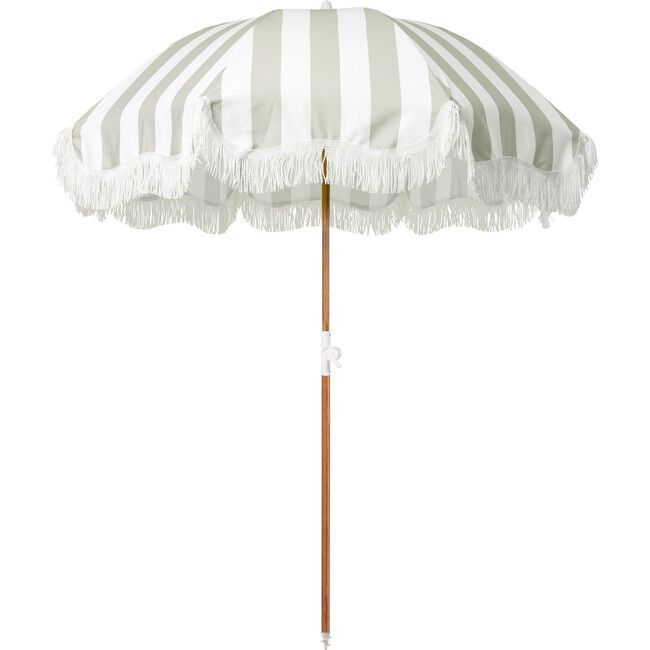 Business & Pleasure Co. | Holiday Lightweight Beach Umbrella, Sage Crew Stripe (Green) | Maisonette | Maisonette