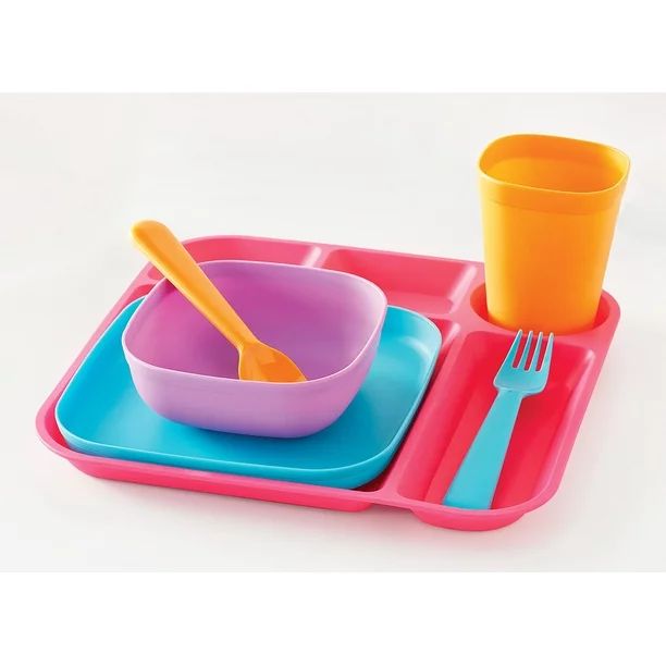 Your Zone 24 Piece Plastic Square Purple Dinnerware Set (Service for 4) | Walmart (US)