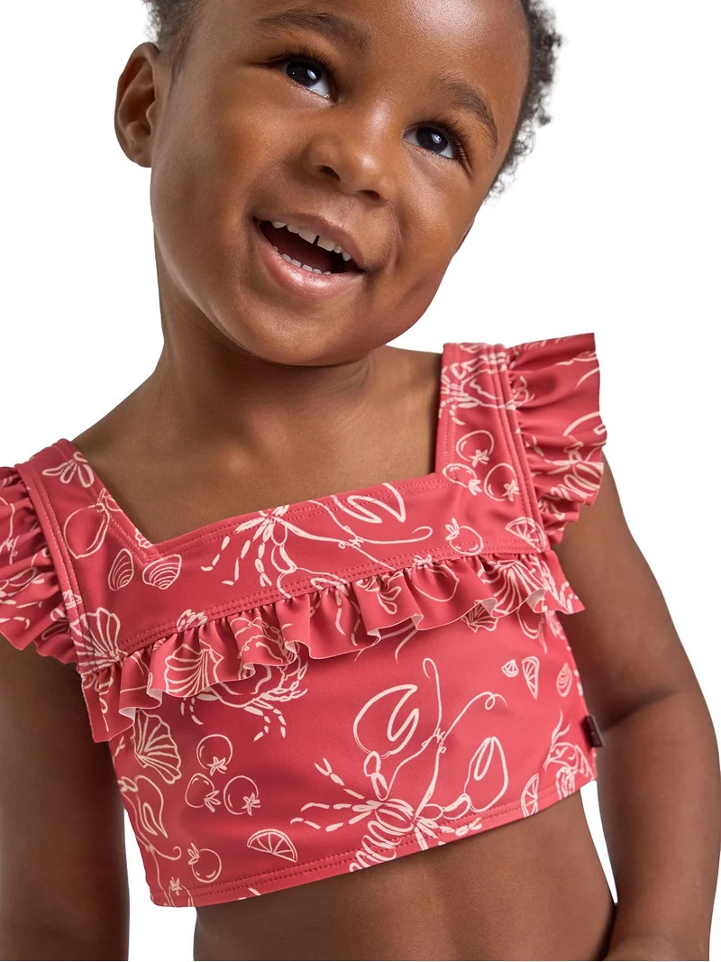 Modern Moments by Gerber Baby and Toddler Girl Two- Piece Swimsuit with Ruffles, Sizes 0/3M-5T | Walmart (US)