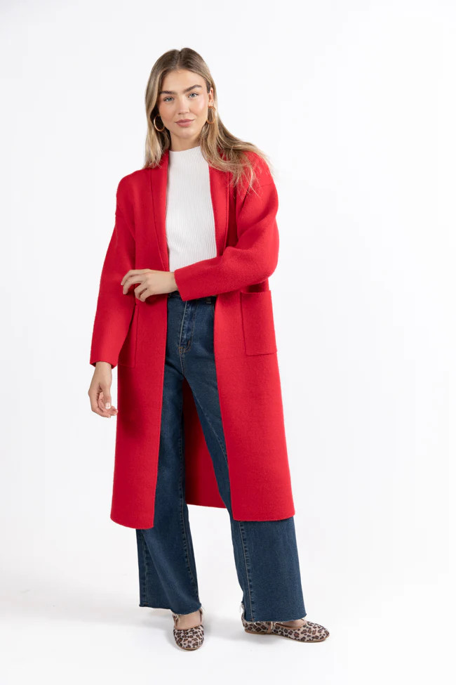 Go Where You Choose Red Long Cardigan | Pink Lily