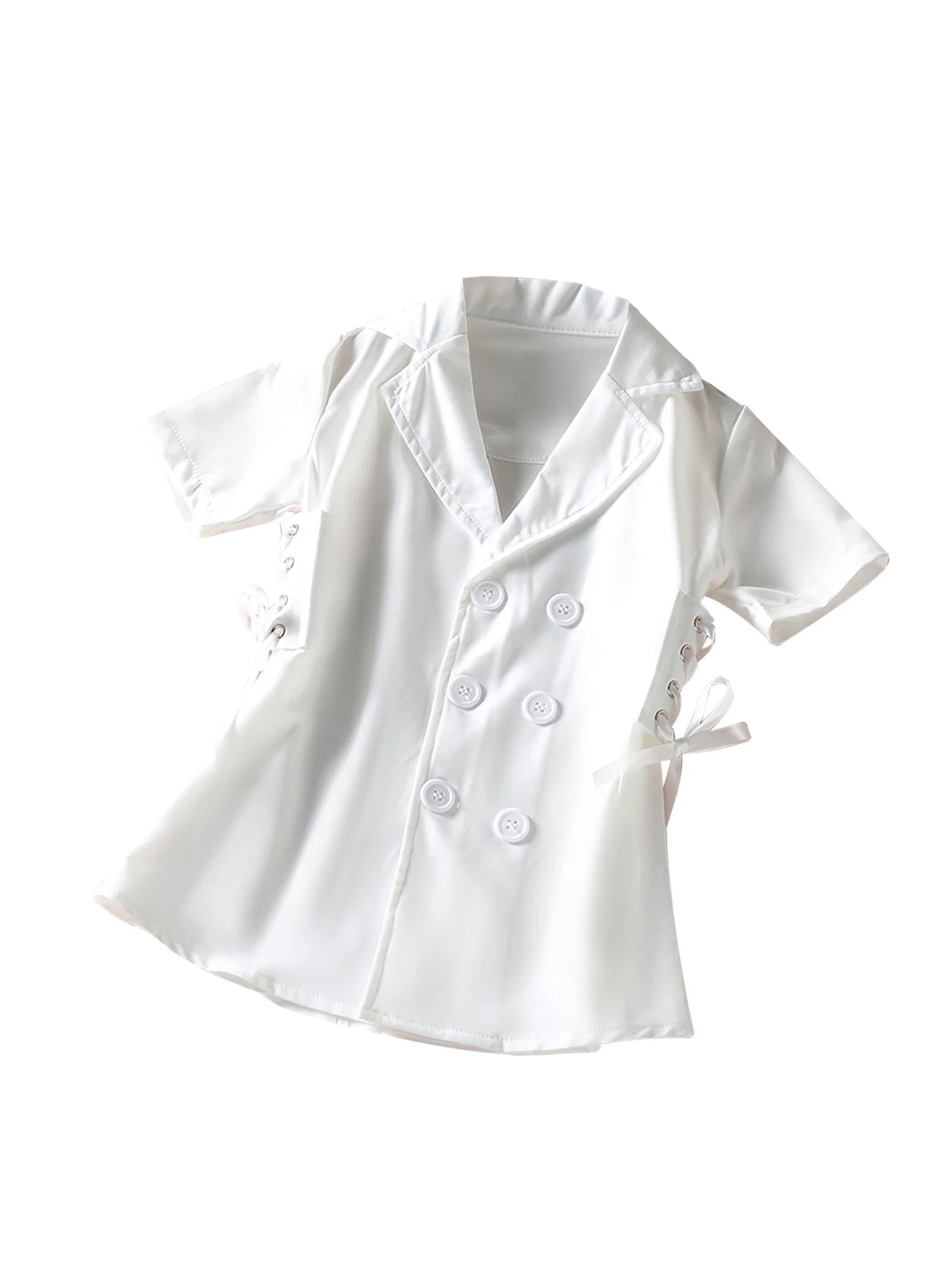 Kmbangi Kids Girl Dress Turn-down Collar Button Closure Side Lacing Dress | Walmart (CA)