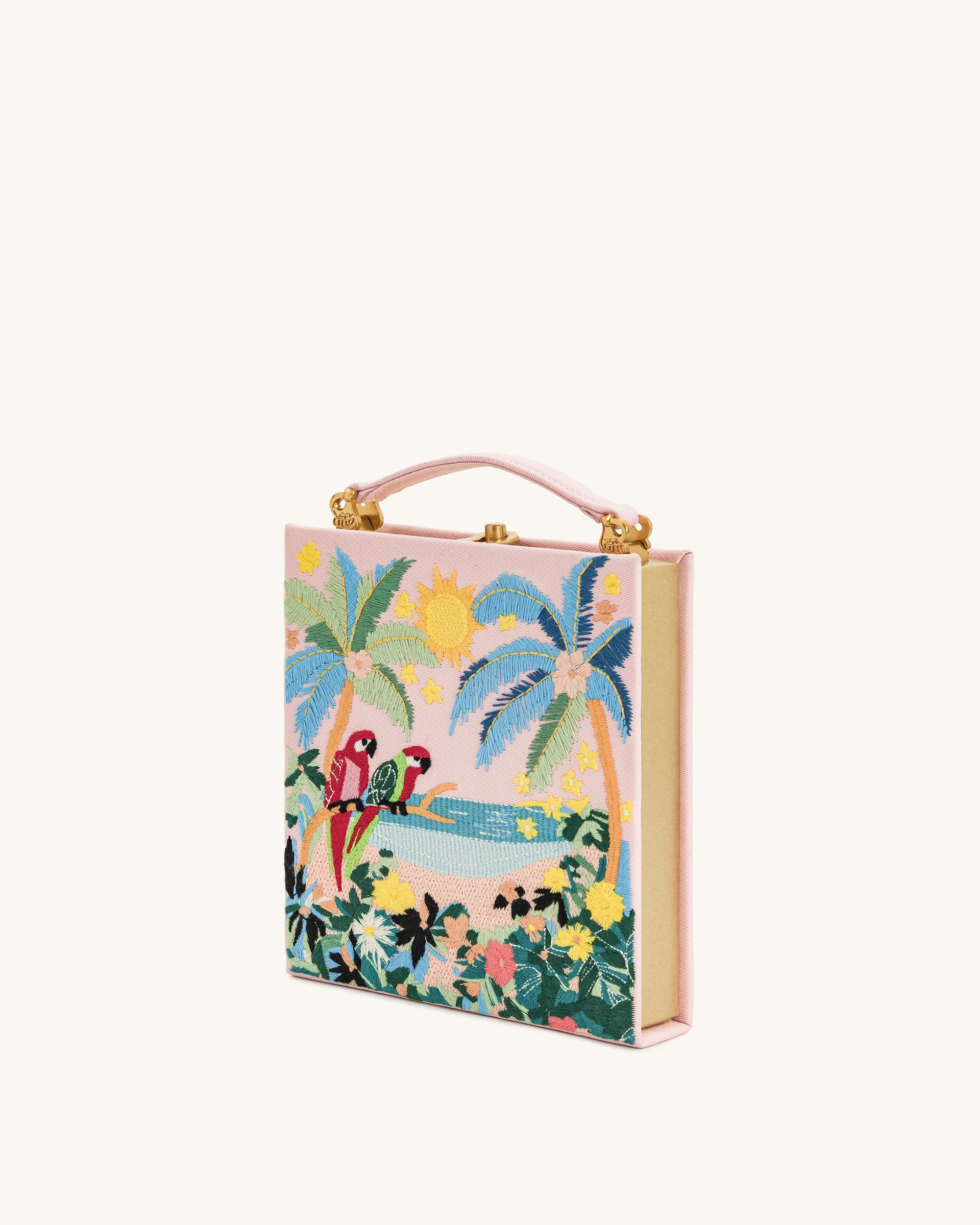 Taya Tropical Parrot Pattern Book Shape Clutch Bag - Pink | JW PEI US