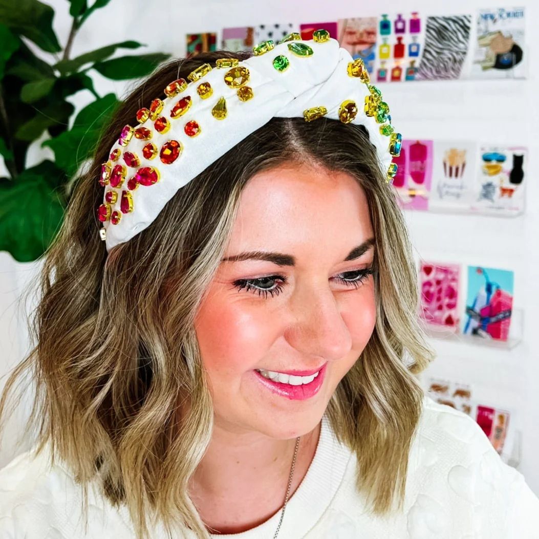 Ivory Headband w/ Rainbow Gradient Crystals | Southern Roots