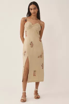 Farm Rio x Anthropologie Embroidered Linen Blend Dress | Anthropologie (US)