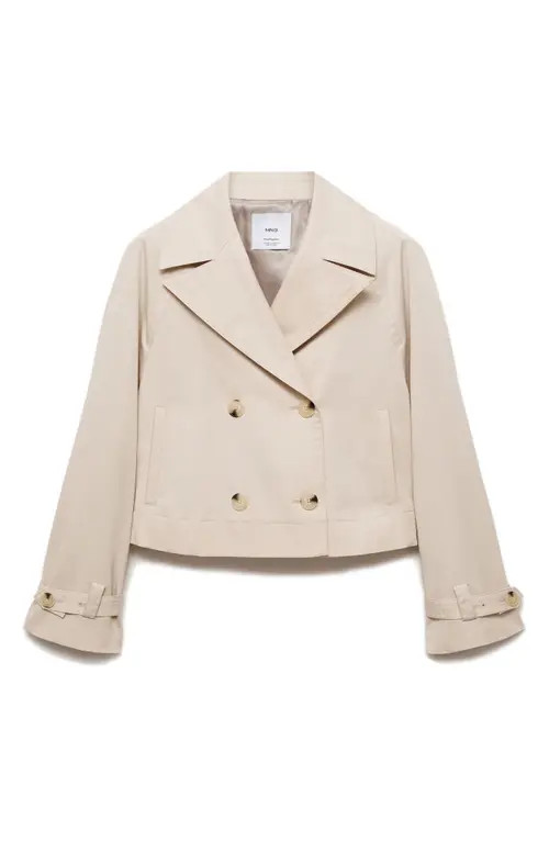 MANGO Double Breasted Crop Trench Coat in Beige at Nordstrom, Size Xx-Small | Nordstrom