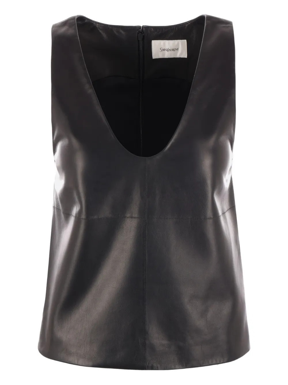 Saint Laurent leather top - Black | Farfetch Global