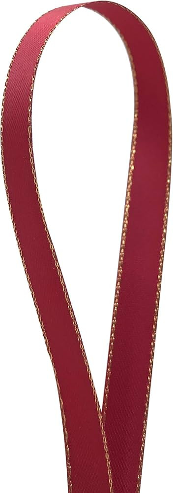 Burgundy Double Face Satin Ribbon with Gold Border, 1/4 Inch X 50Yd | Amazon (US)