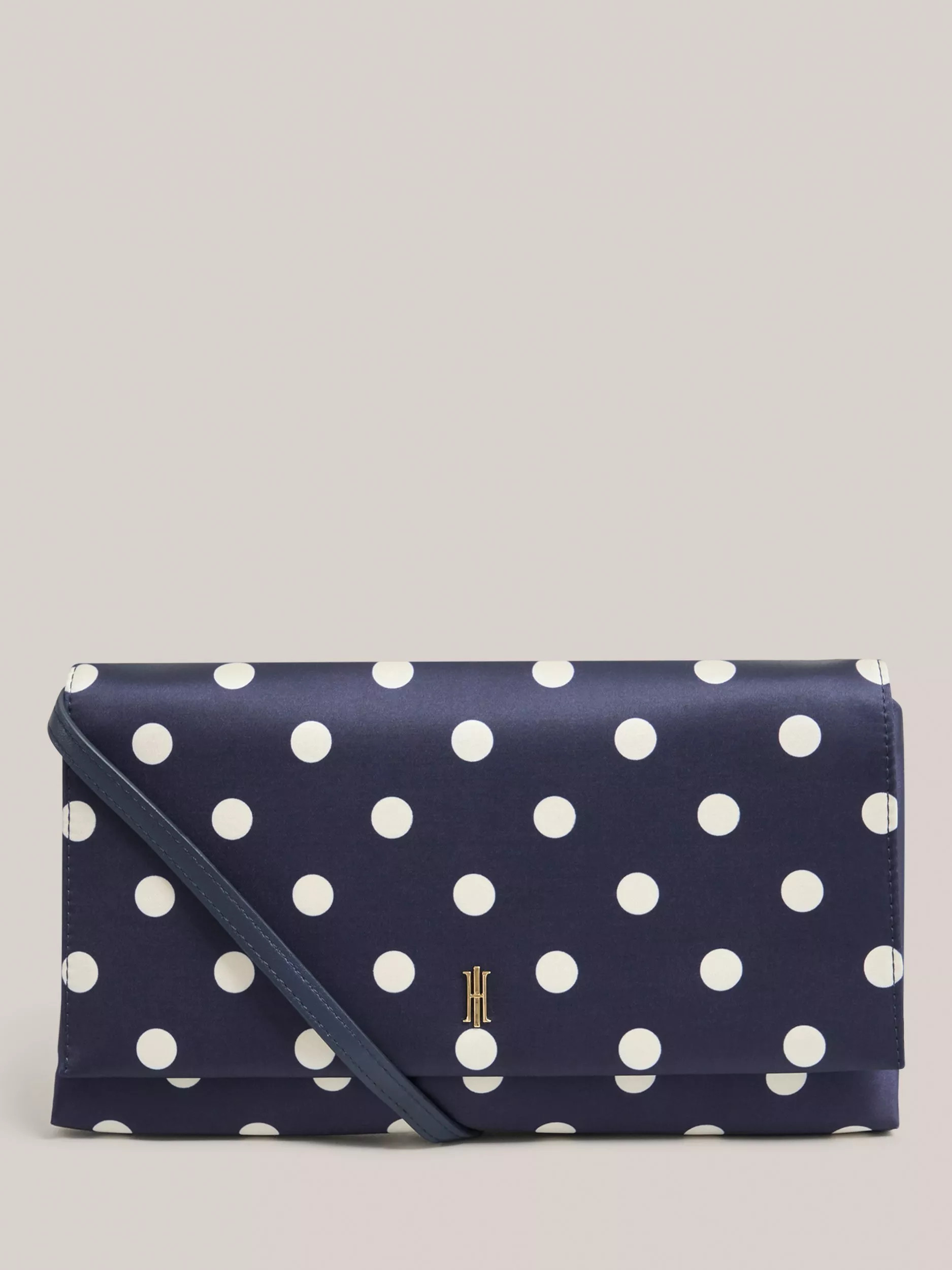 Renata Polka Dot Clutch Bag, Midnight/Ivory | John Lewis (UK)